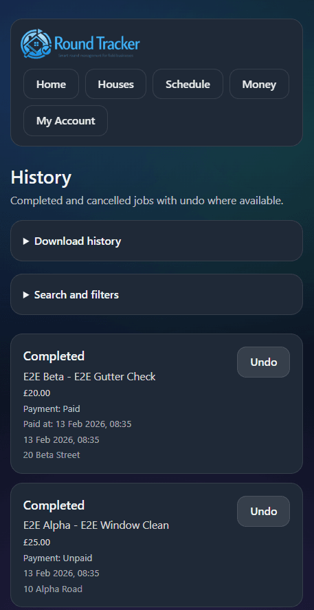 History page preview