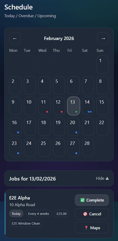 Schedule page preview